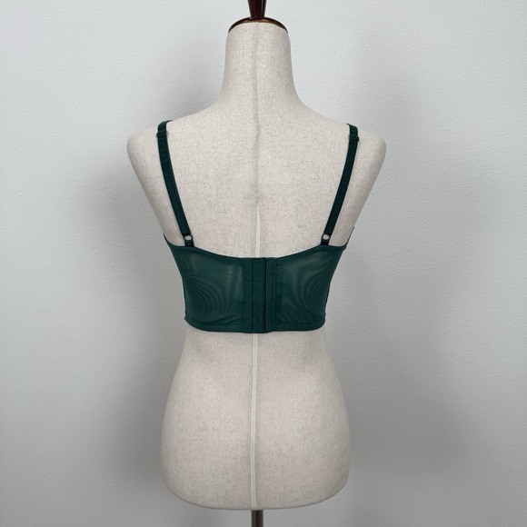 Victorias Secret Bra Womens 36D Green Lace Corset Underwired Boning Coquette - Picture 10 of 16